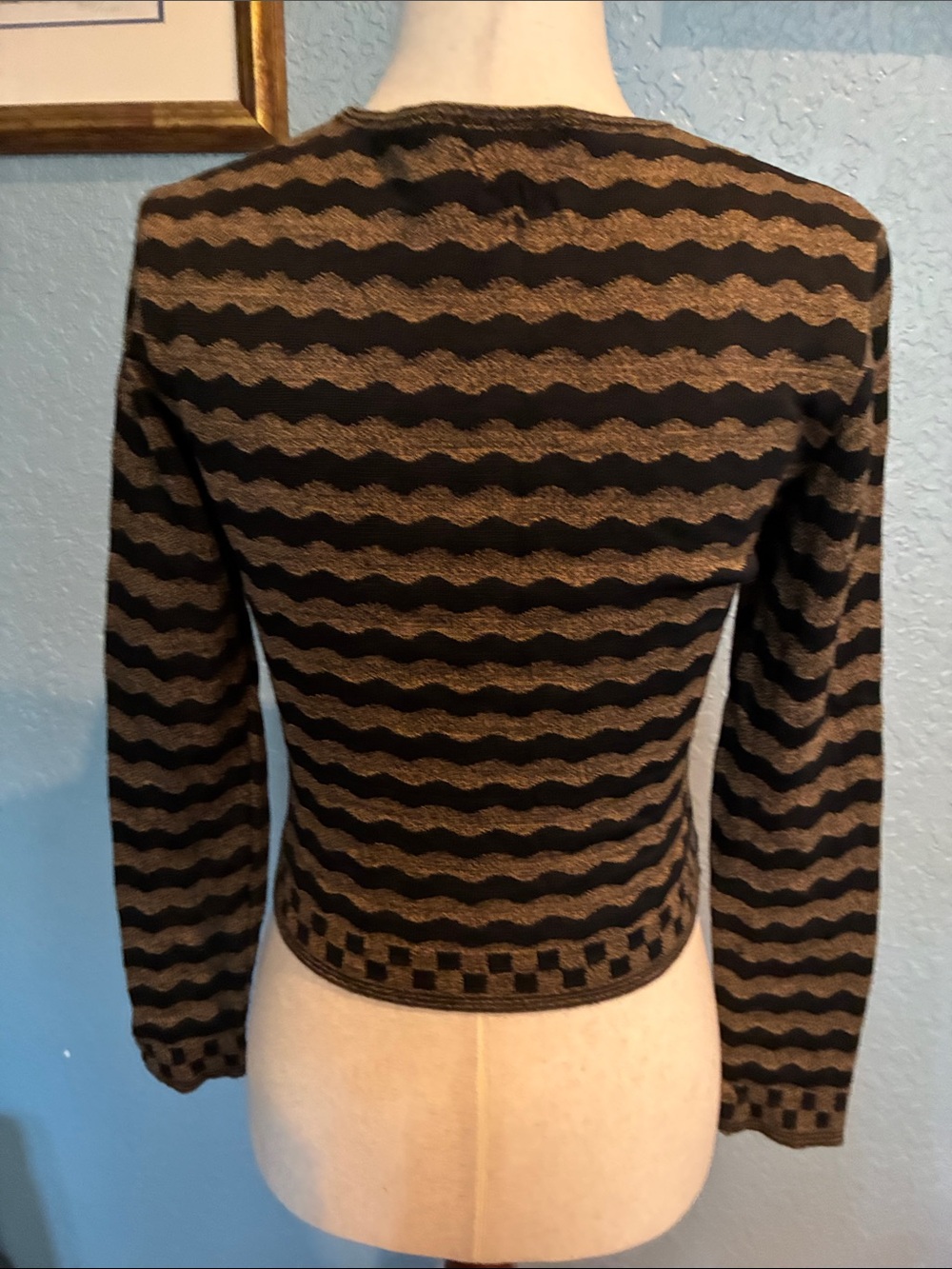 Fendi vintage Brown and Black Wavy Stripe Long-Sleeve Sweater Top - Picture 4 of 8